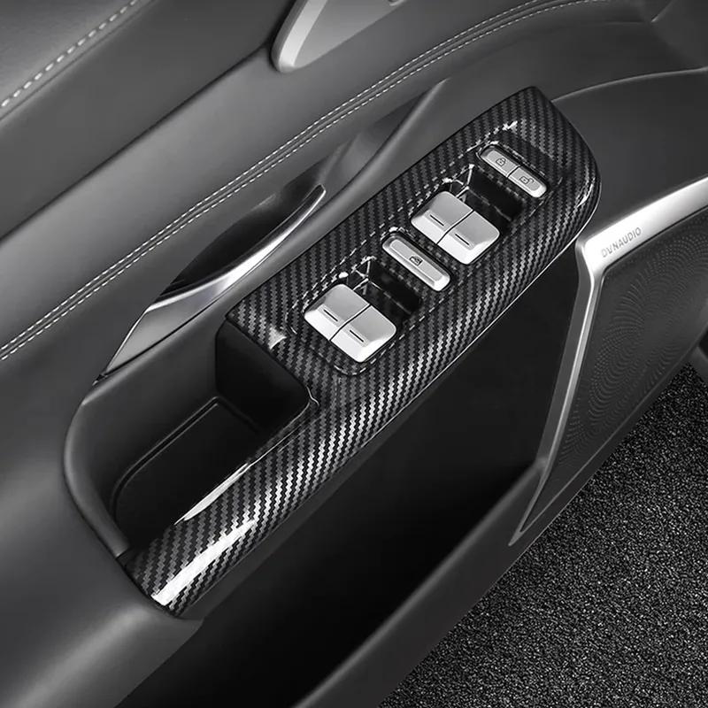 For XPENG G9 Carbon Fiber Car Door Window Lift Panel Frame Trim Cover Auto Interior Decoration Stickers   2024 2025