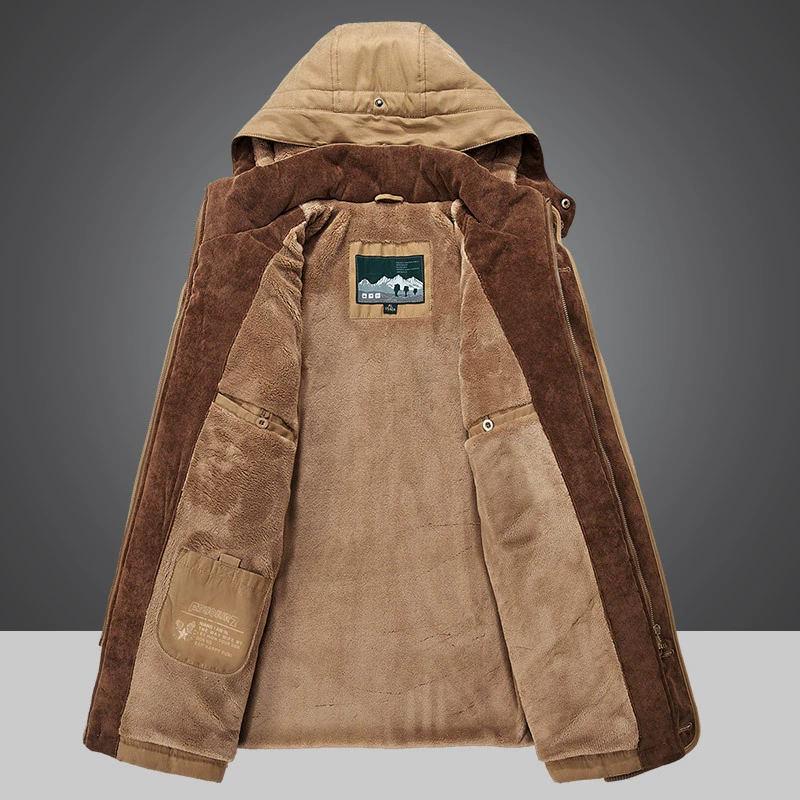 Winter herren mittellange baumwollgefütterte mantel, samt verdickung, mittleren alters und ältere baumwollgefütterte mantel, große größe multi-tasche alten baumwollgefütterte
