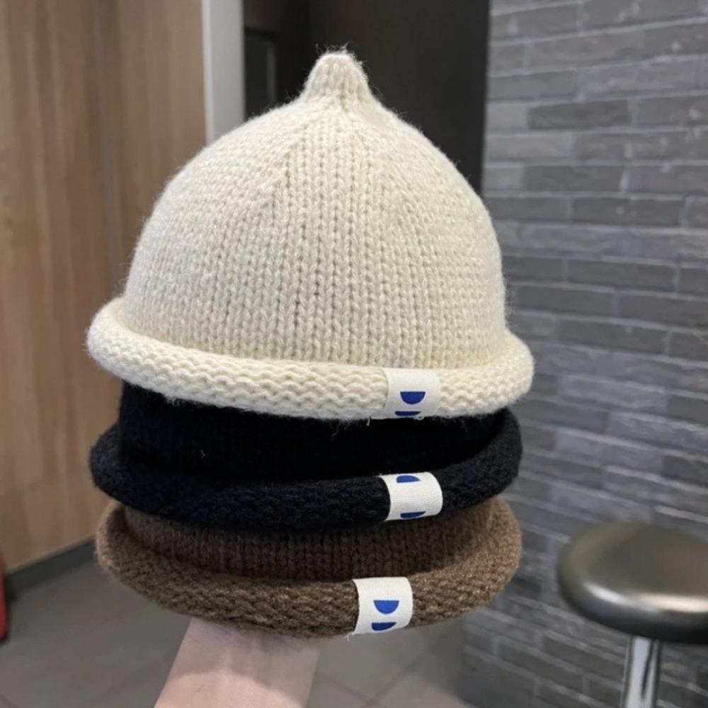 Knitted Autumn Winter Children's Cap Warm Brimless Hat Casual Melon Cap  for 1-5Y Baby