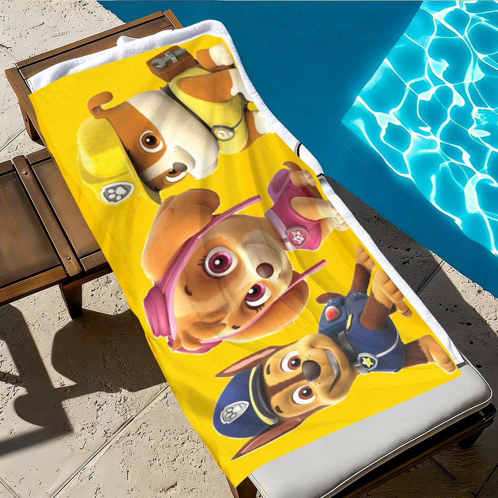 P-PAW Patrol Rubble Skye Chase Beach Towel, Kids Cartoon Dogs Quick-Dry Bath Towel