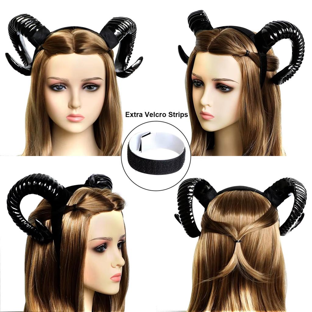 Sheep Horn Headband Devil Demon Horns Headband Role-Play Party Headband for Halloween Costume Cosplay Photo Props Party Costume
