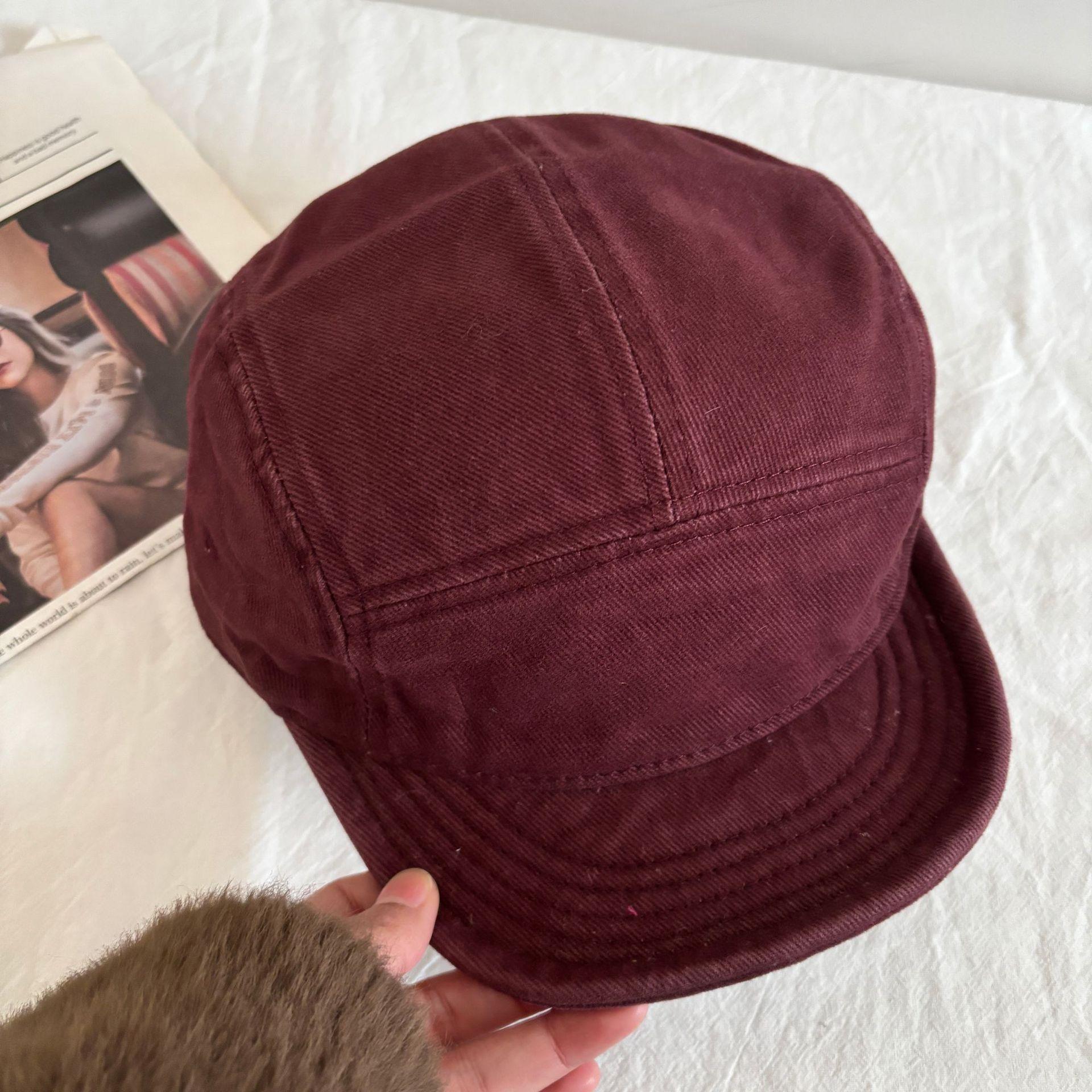 

Нова джинсова ретро-кепка, жіноча, з модним брендовим п ятисекційним куполом M（56-58cm） бордовий