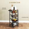 Four Basket Mobile Kitchen Island, with Brakes - Oak/Black