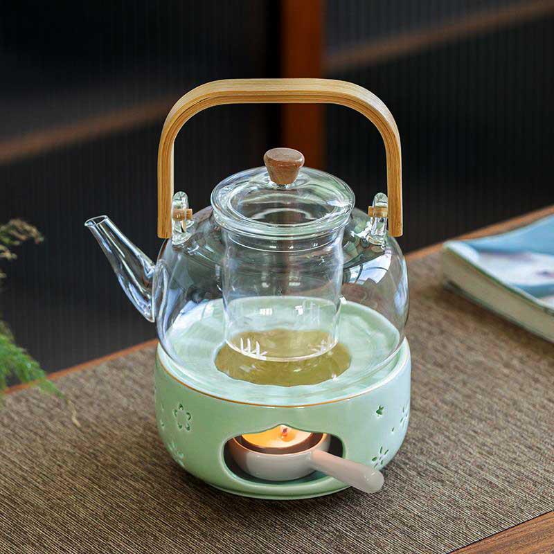 Ceramic Candle Holder with Handle and Flat Bottom