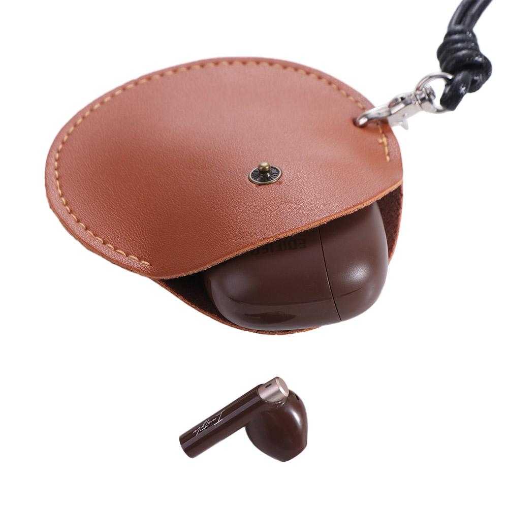 With Lanyard Hanging Neck Earphone Bag PU Leather PU Leather Coin Purse Portable Key Case  Male