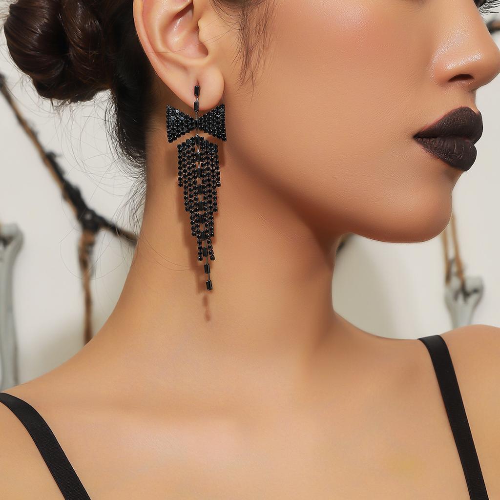 Mode, hochwertig, übertriebene Strass-Ohrhänger mit langen Zirkonfransen für Damen, funkelnde Diamant-Schmetterlingsstecker, Ohrschmuck