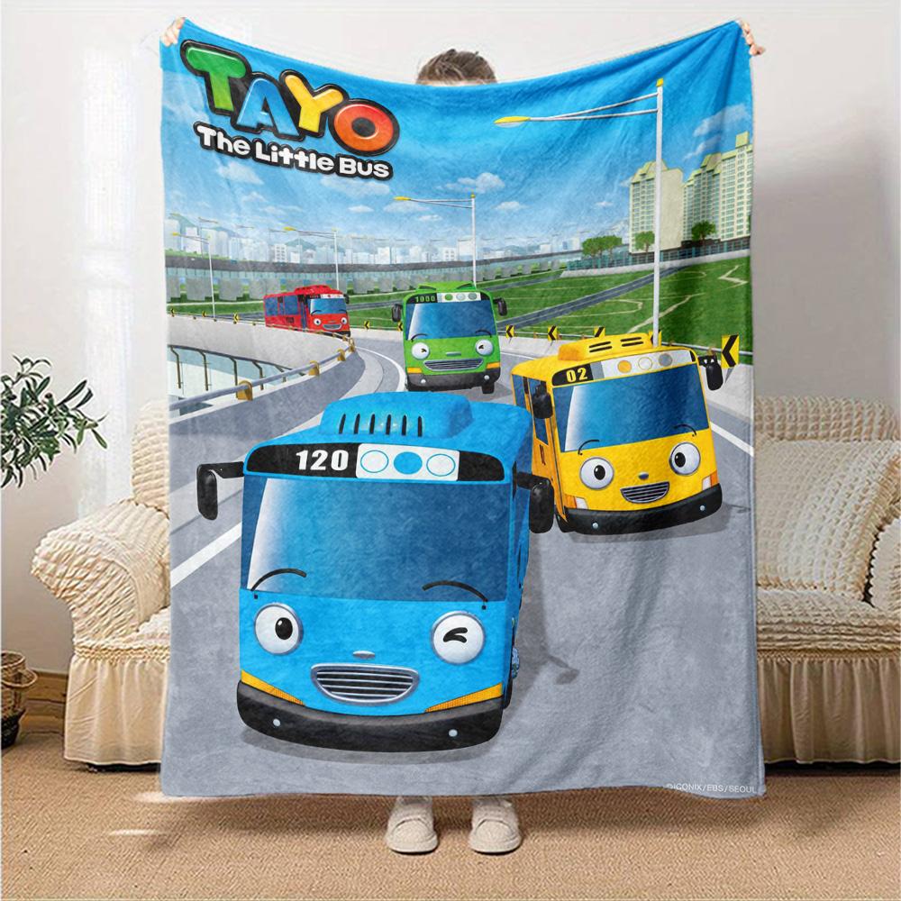 Coperta in Flanella con Stampa di Tayo il Piccolo Autobus Alta Qualità Calda Confortevole Coperta per Tutte le Stagioni Perfetta per Regali Decorazioni per la Casa
