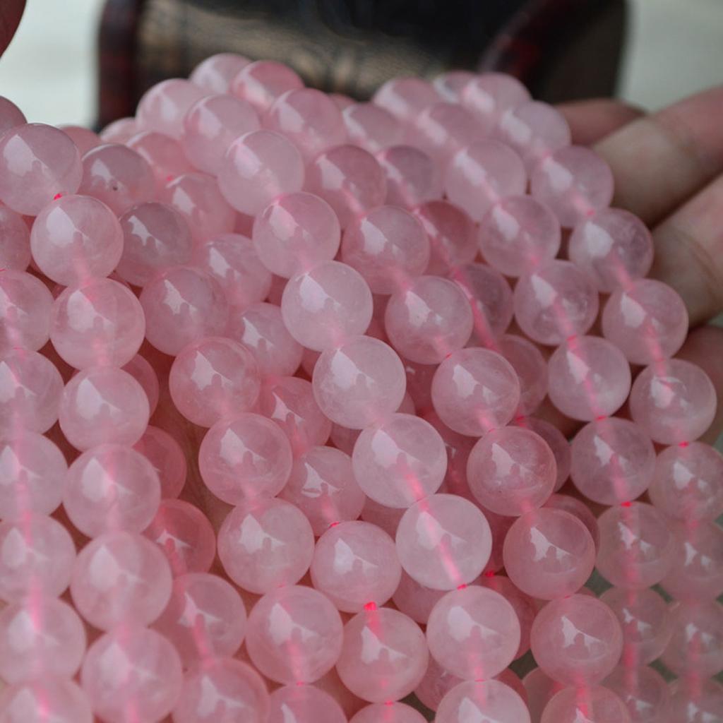 Natural Pink Rose Quartz Gemstone Round Loose Spacer Beads 16 Inches One Strand