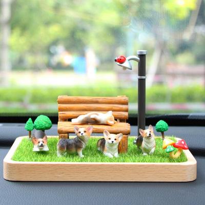 Car Central Control Ornaments, Car Decoration Sets, Resin Simulation Dog Car Supplies Gifts, Customizable Phone Number Plates