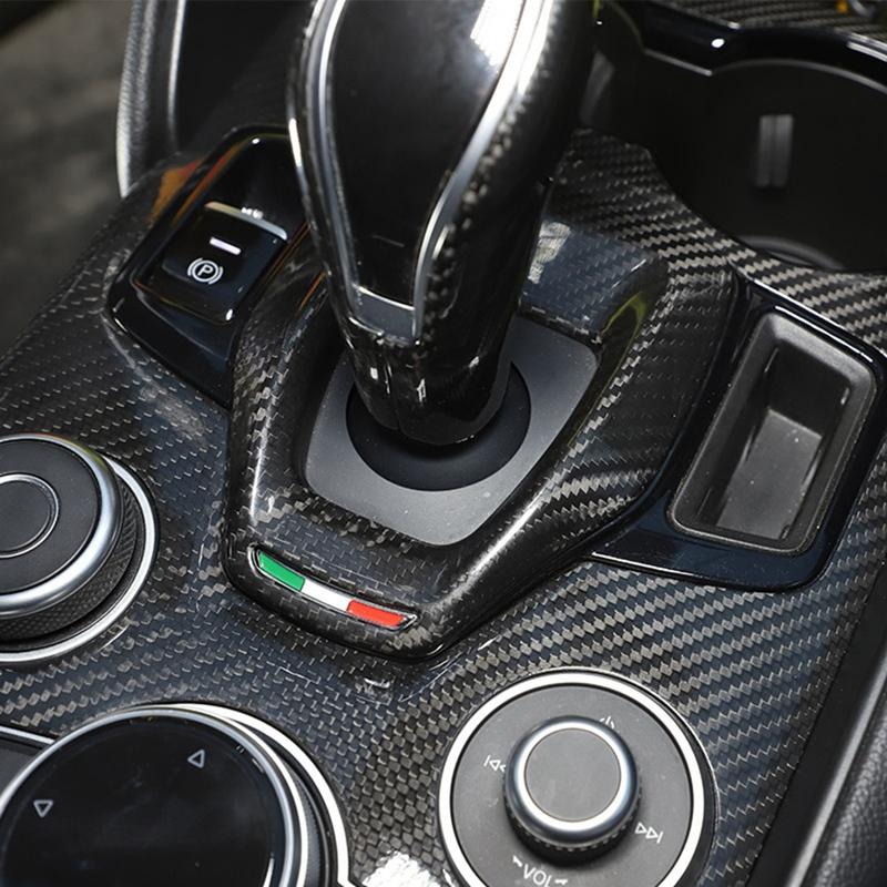 Dry Carbon Fiber Car Gear Shift Panel Frame Trim Cover Replacement For Alfa Romeo Giulia Stelvio 2020 2021 Interior Accessories