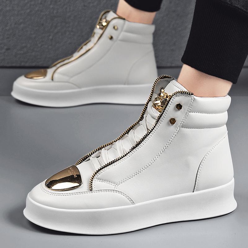 Fashion New Style Breathable CASUAL BOOTS Fashion Trend Men's Short Boots Outdoor PU Leather Sports Shoes Thick Soled Locomotive Shoes