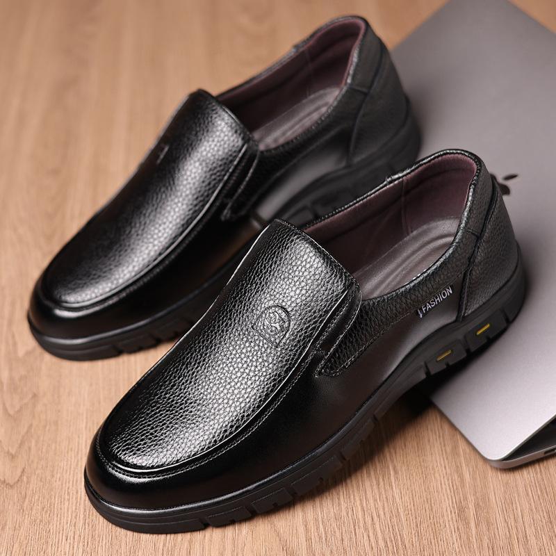 Foreign Trade Men's Shoes Genuine Leather Tail Order Original Casual Shoes First Layer Cowhide Dad Shoes Cover Feet Lazy Wear-resistant Breathable Lea
