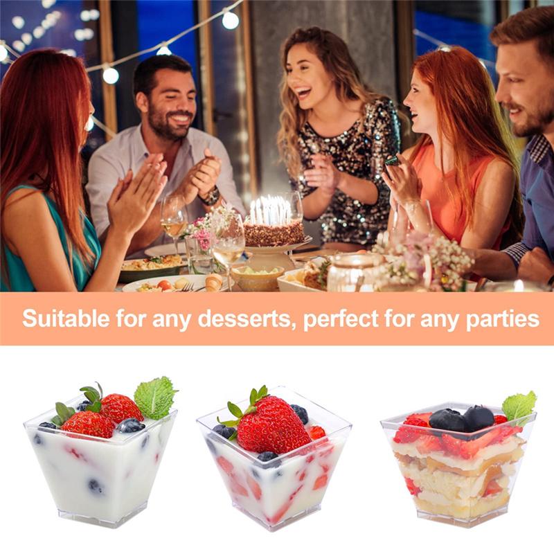 M-Modern-100PCS 2OZ Mini Dessert Cups For Party Small Plastic Dessert Cups Disposable Dessert Cups For Pudding Fruit