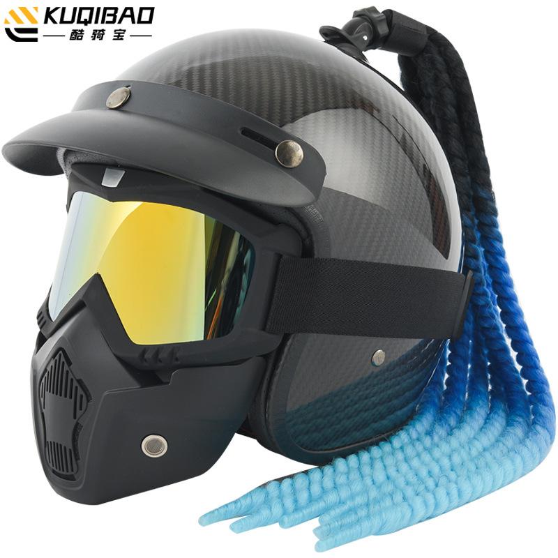 Kuqibao карбоновый ретро-шлем для мотоцикла для мужчин и женщин Harley Half Helmets легкий очень большой шлем Four Seasons M