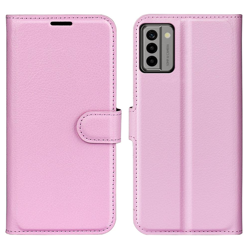 

PU Leather Shell for Nokia G22 Anti-scratch Litchi Texture Phone Case Wallet Stand Flip Cover Pink