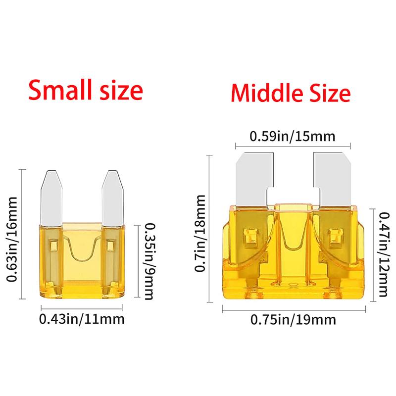 50/100/300PCS Car Fuse Assortment Set Profile Middle Size Blade Type Fuse Auto Car Truck 2-40A Fuse Accessories with Box Clip Fuses4