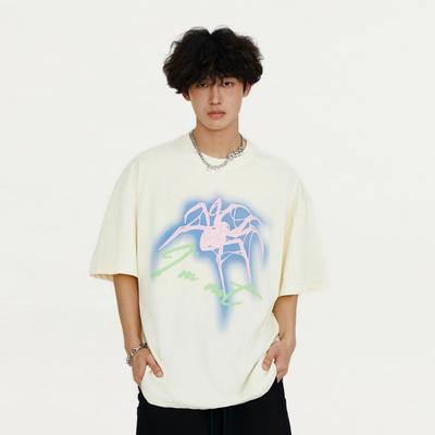 Spider Paddle Bedrukt T-shirt met Korte Mouwen voor Heren en Dames Zomer Niche Design, High Street Trendy Merk Puur Katoen T-shirt met Halve Mouwen