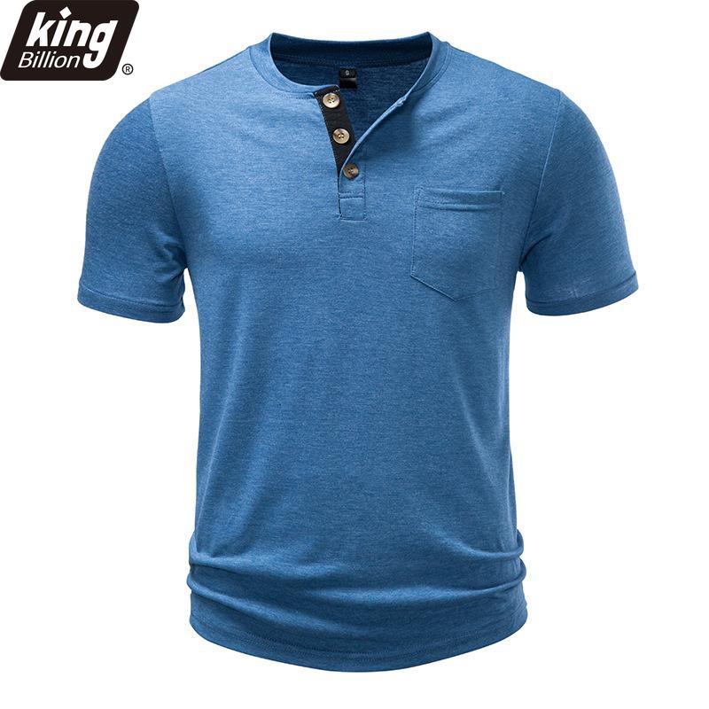 Men's Heathered Slub Cotton Henley T-Shirt - 3-Button Contrast Placket Chest Pocket Crew Neck Casual Slim Fit Daily Tops In Multiple Solid Colors
