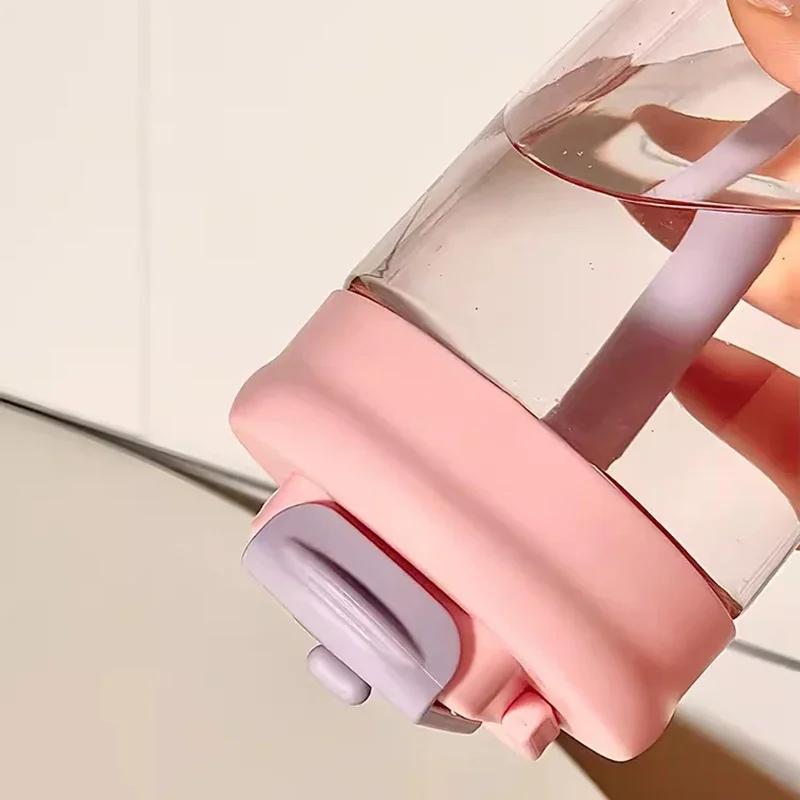 570/700ml Cute Water Bottle Sport Tumbler For Girls Kids Plastic Aesthetic Ice Hot Coffee Tea Juice Cup School Drinking Bottle