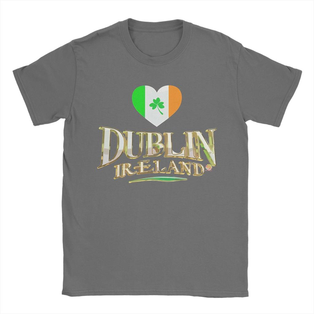 Dublin Ireland with Tricolour Love Heart T Shirt Summer Leisure T Shirts Unisexs Cotton O Neck Plus Size 5XL Tees Short Sleeve Tops