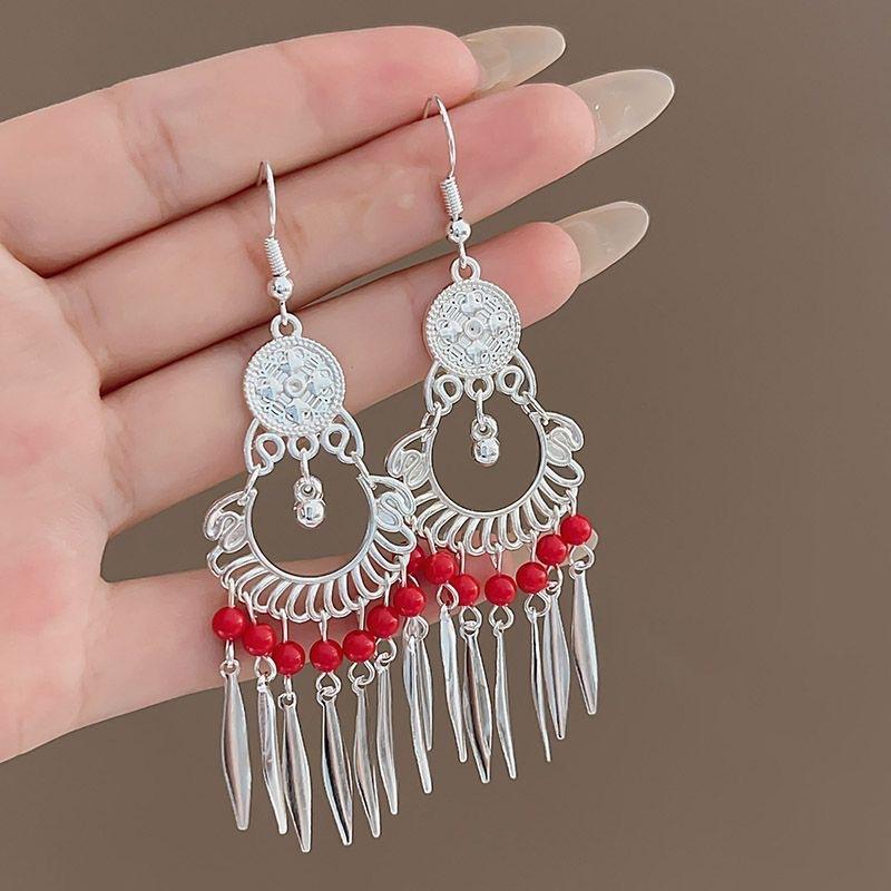 Ethnic Bohemian Long Tassel Earrings Vintage Beach Vacation Jewelry Retro Drop Dangle Ear Accessories For Women
