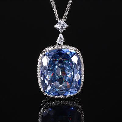 Jewelry Copper Bottom Gold-Plated Simulation Treasure Zircon Fat Square Pendant Necklace Main Stone 20 * 23