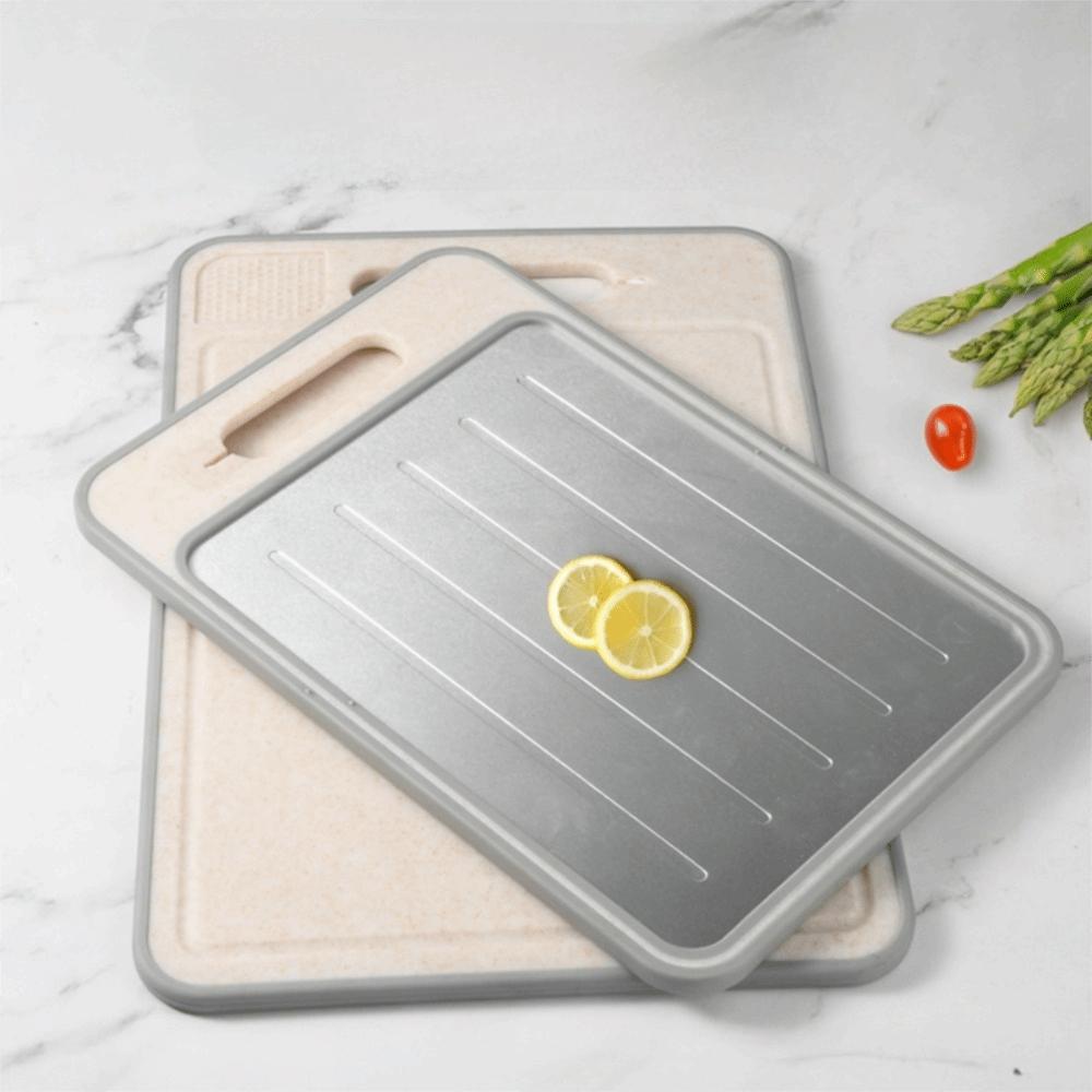 4 in 1 Defrosting Cutting Board Double Sided Rectangular Quick Defrosting Tray with Grater Sharpener Chopping Board Beef
