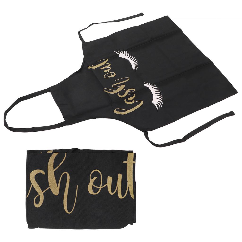 Wimpernkünstler Schürze Weich Atmungsaktiv Waschbar Wimpernmuster Schürze für Küche Schönheitssalon Schwarz