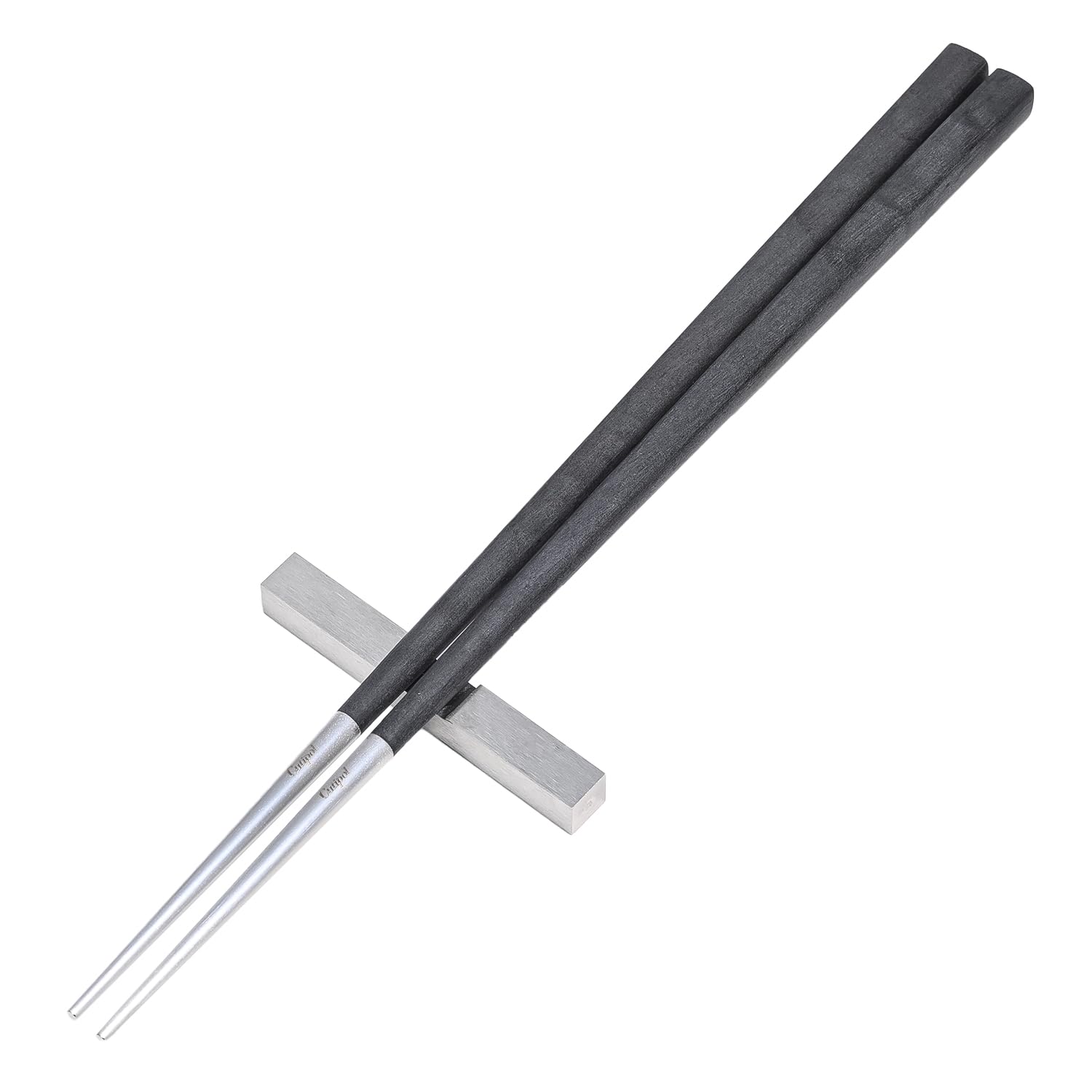 

Cutipol KUBE Chopsticks and Chopstick Rest Set, 22.5cm, Handmade Cutlery, Silver/Black, KU39 [Parallel Import]
