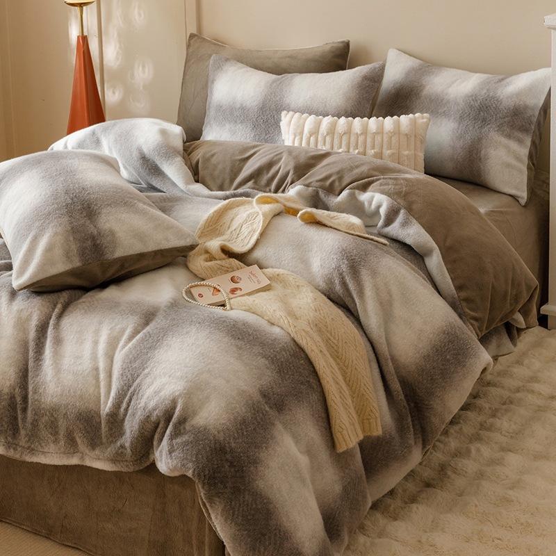 High-Grade Gorgeous A Version 350G Dolly Cashmere B Version 230G Thermal Oxygen Fleece Four-Piece Set Thickened Milk Fleece Sheets