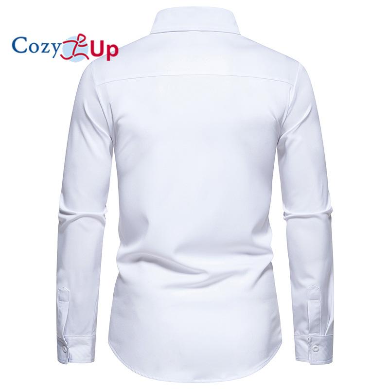 Cozy Up Casual Långärmad Stretch Klänning Skjorta för män Skrynkelfri Normal Fit Button Down-skjortor