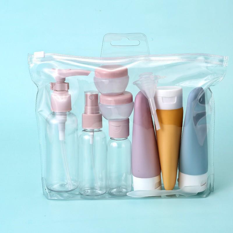 Travel-Size Refillable Bottle Set: 11-Piece Portable Shampoo, Shower Gel, Makeup, Lotion, and Spray Containers