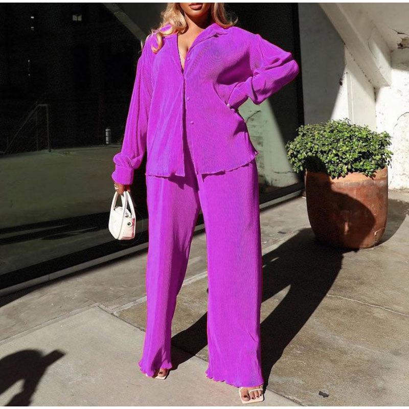 Europäischer und amerikanischer plissierter mehrfarbiger Freizeitanzug für Damen