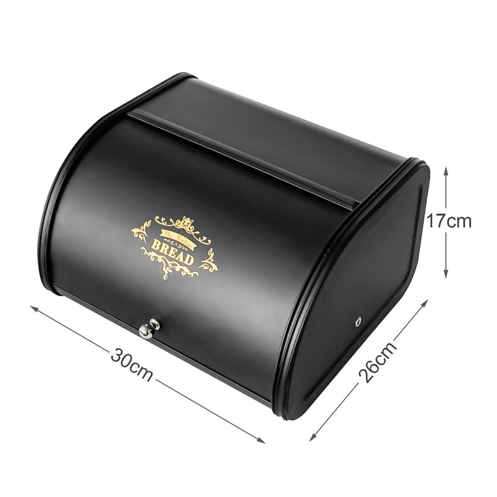 SOTECH Bread Case, Sliding Door, Food Grade, Lightweight, Home Kitchen Outdoor Picnic Bread Box (Cute Black Storage Box)