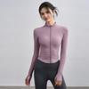 Fleece Yoga Clothes Jacket Women's Spring Slim Riding Long-sleeved Elastic Sports Fitness Clothes Tight and Thin Top