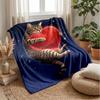 Tabby Cat Holding Red Heart Theme Blanket Lightweight Warm Flannel Blanket Decorative Throw Blanket for Home Decoration
