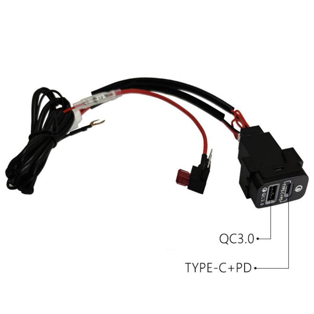 QC3.0+TYPE-C Interface Socket Fast Car Charger for Mitsubishi asx lancer outlander pajero