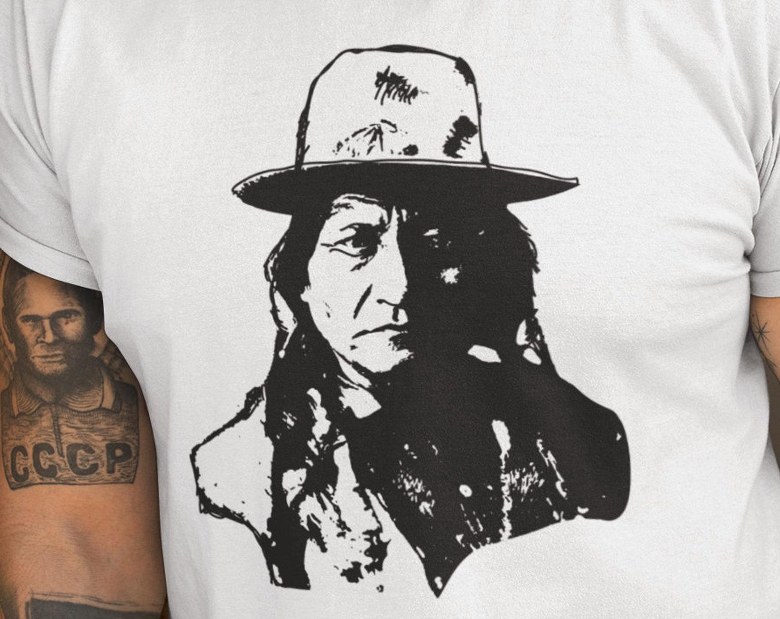 Native American t-shirt, Warrior CHIEF Sitting Bull Shirt, Indian Art T-Shirt, Spiritual Live Free Tee, Gift for Him, Her, Indigenous Design XL