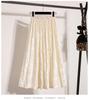Pleated Velvet A-Line Skirt: Women's Versatile Mid-Length High-Waisted Slimming Style for Autumn and Winter