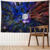 Moon Forest Tapestry Wall Hanging Psychedelic Night Sky Trees and Stars Fabric Polyester Home Decor Background Fabric