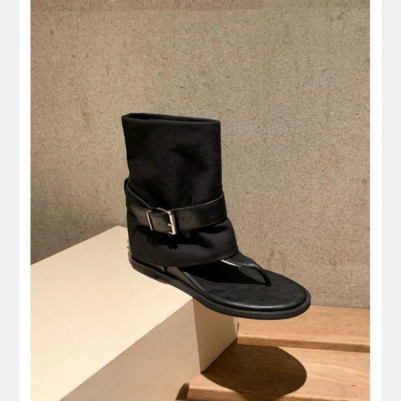 

New Women s Shoes with Insole Height-increasing Buckles and Mid-top Cool Boots 34 чорний