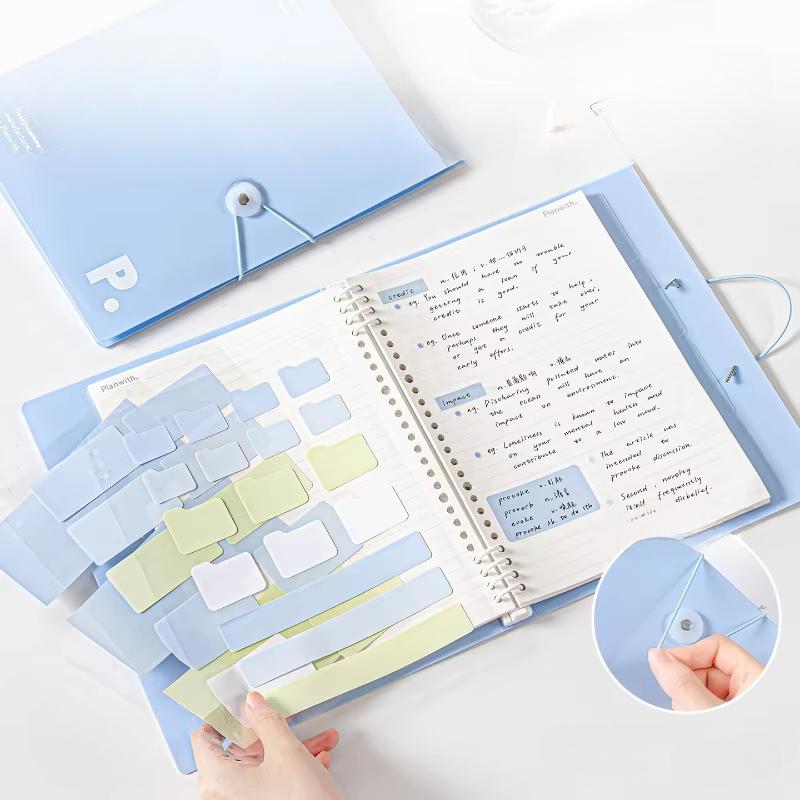 B5 Zaklapávací kroužkový pořadačový zápisník Prémiový estetický pořadač Zápisník pro journaling Blok pro studenty Horizontální plánovač s vnitřními stránkami