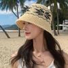 Women Hollow Crochet Bucket Hat Knit Fisherman Cap Lightweight Wide Brim Sun Hat for Summer Beach Outdoor Travel Daily Casual Sun Protection