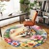 1pc dog flowers butterfly Round Chair mat Area Rug - Non-Slip, Floor Mat for Office, Bedroom, and Indoor Decor c1118157