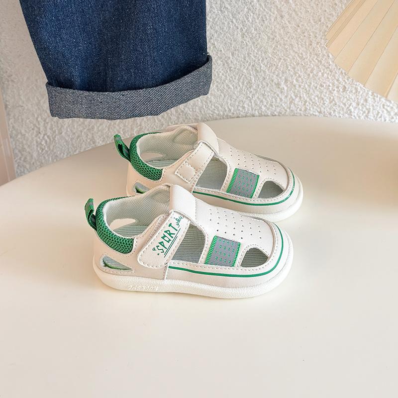 Boys sandals thin 2025 new summer children's toddler shoes mesh breathable boys sports double mesh shoes bag head