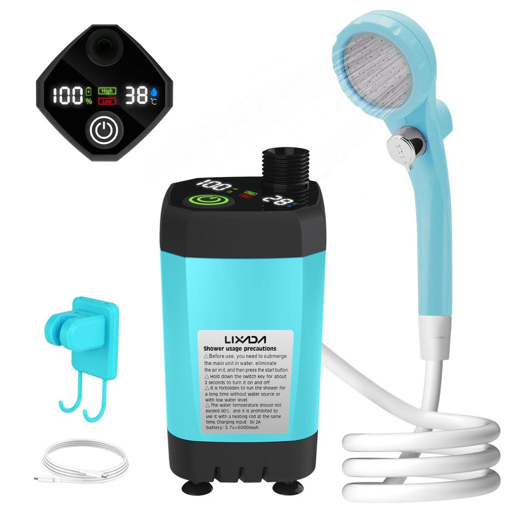 6000mAh Portable Camping Shower Pump Adjustable RV Outdoor Shower Kit Full Screen Intelligent Digital Display Shower Kit