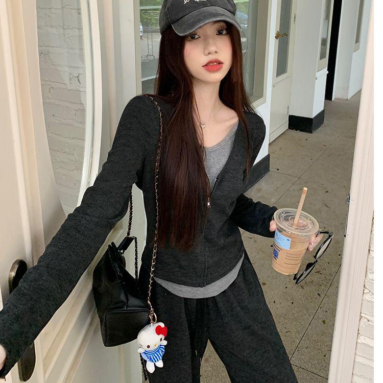 2026 Women s Sportswear Set: Early Spring Hooded Top, Casual Pants Long Skirt S