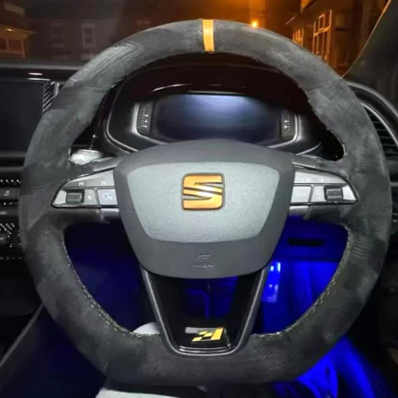 DIY copper stripe suede Car Steering