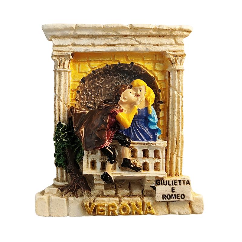 Itália Verona Romeu e Julieta 3D Estereoscópico Lembranças Turísticas Pintura em Resina Decoração Casa Ímãs de Geladeira