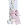 Pink Cartoon Cat Phone Charm & Heart Fur Ball Keychain Pendant